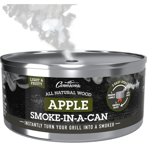 Grilling Smoke - Reusable Flavorwood BBQ Grill Smoke in a Can (Natural Apple Wood) - Easily Infuse Natural Wood Flavor
