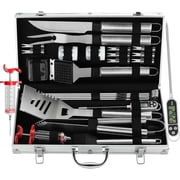 Grilljoy 24PCS BBQ Grill Tool Set with Stainless Steel Spatula - Perfect Gift Set for Grill for Men