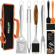 Grilljoy 8PCS Heavy Duty Stainless Steel Grill Accessories Set with Spatula - Pefert Christmas Grill Gifts Set for Man