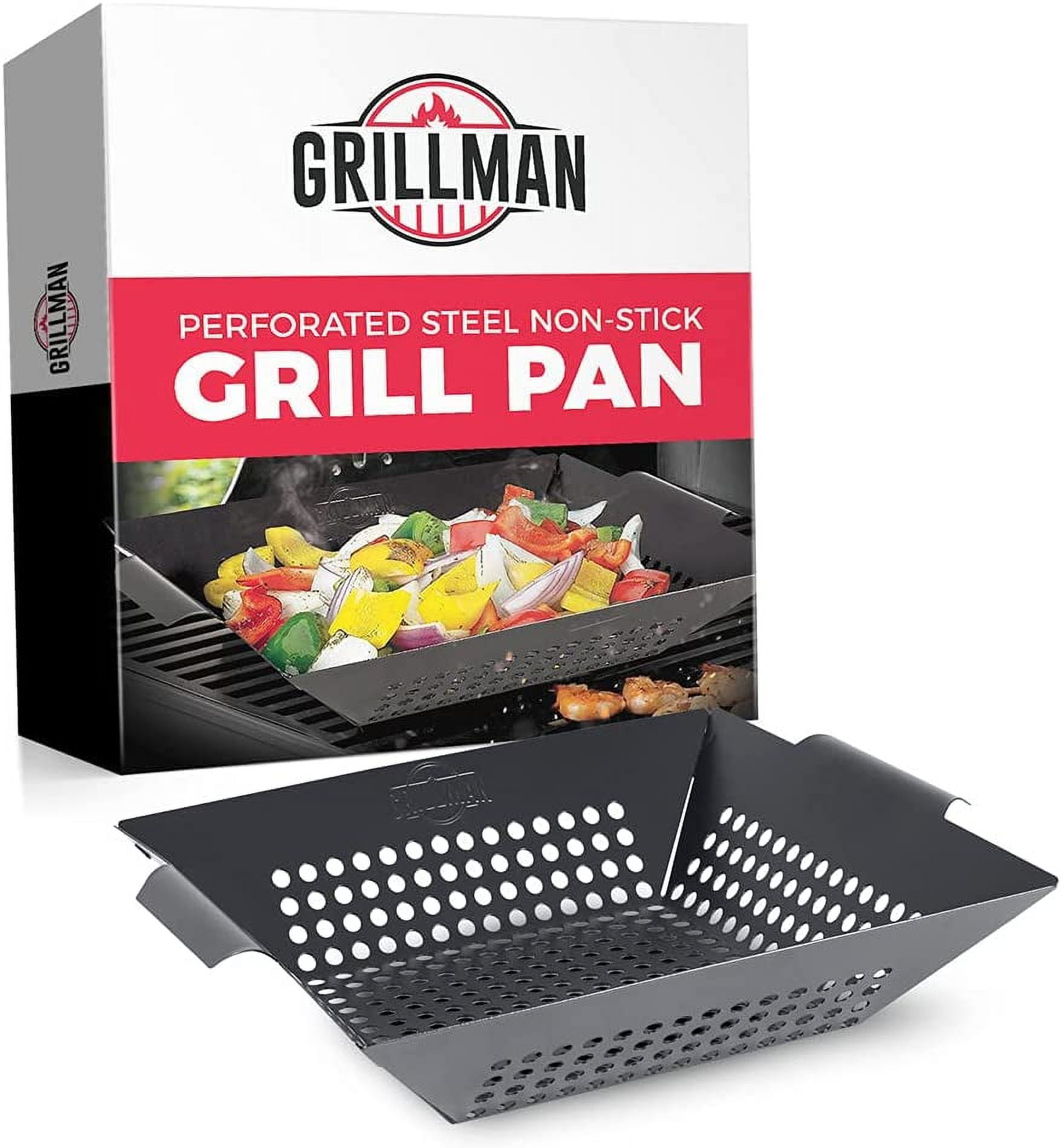 Grillman 12 X 12 HeavyDuty Perforated NonStick Grill Pan with Handles