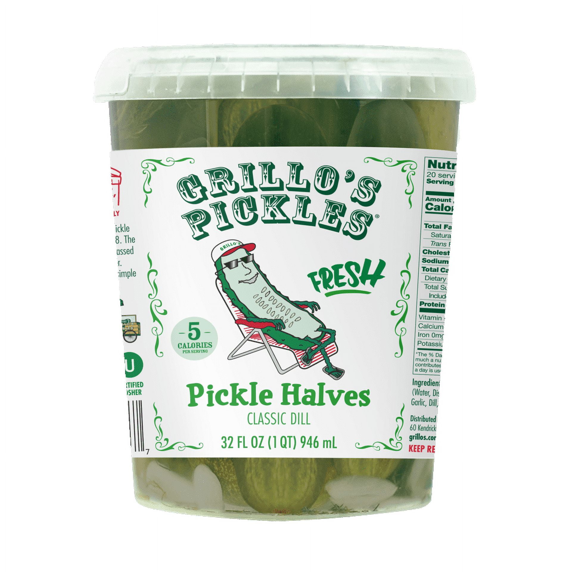 Grillo's Pickles Classic Dill Pickle Halves, 32 Fl Oz