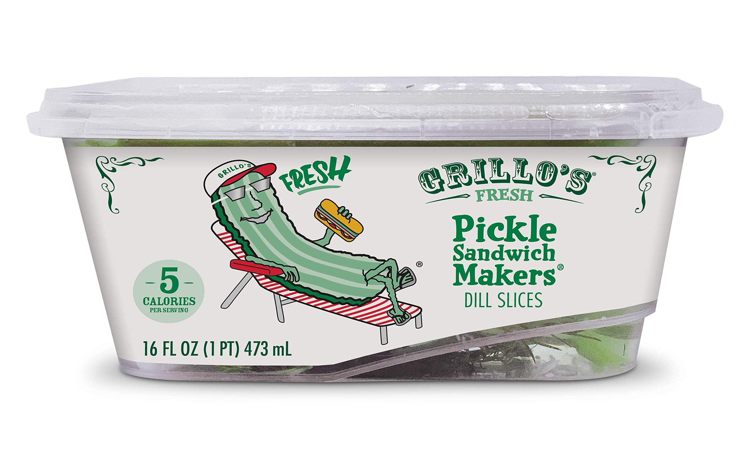 Grillo's Pickles Sandwich Makers Dill Pickle Slices, 16 Fl Oz - Walmart.com