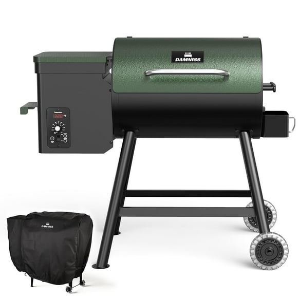 Grills HWPG-456C Electric Wood Pellet Smoker Grill, 456 SQ.IN Cook Area Pellet Grill with Auto Feed & PID Temperature Control (180-450F), 8 in 1 BBQ Grill & Rain Cover for Backyard Outdoor