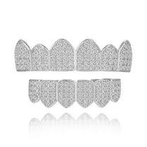 Grillz 14K Plated Gold Grills for Teeth Men 6-8 Teeth Caps Top Bottom Set Mens Mouth Dental Grillz Teeth Vampire Fangs