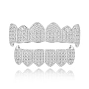 Grillz 14K Plated Gold Grills for Teeth Men 6-8 Teeth Caps Top Bottom Set Mens Mouth Dental Grillz Teeth Vampire Fangs