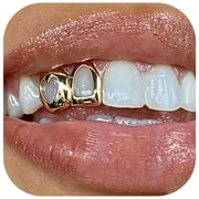 Grillz for Women Teeth Men Gold Grills for Your Teeth Gold Tooth Cap Grillz for Women Golden Tooth Jewelry Mouth Grills Men Hip Hop Rapper Outfits Concert Custom Accessory Halloween Party