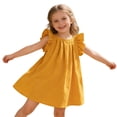 thumbnail image 1 of Grils Dress , Easter Dresses Girls Elegant Girls Summer Dress With Ruffle Sleeves Soft Solid Color A Line Dress For 1 6 Years Girls, 1 of 5