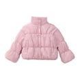 thumbnail image 1 of Grils Winter Coat Kids Puffer Coat with Pocket Button Down Pink Puffer Coat Warm Windproof Thick Warm Outwear Girls Winter Clothes Size 3-4 Years, 1 of 5