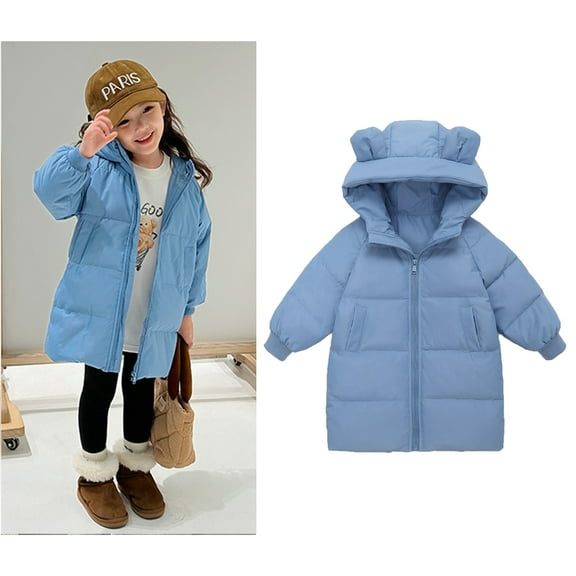 Grils Winter Coat,Kids Puffer Jacket with Pocket Button Down Puffer Solid Long Sleeve Windproof Puffer Jacket Kids Boys Winter Coat Size 8-9 Years
