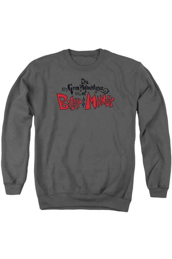 Grim Adventures Of Billy And Mandy Grim Logo Adult Crewneck Sweatshirt Charcoal