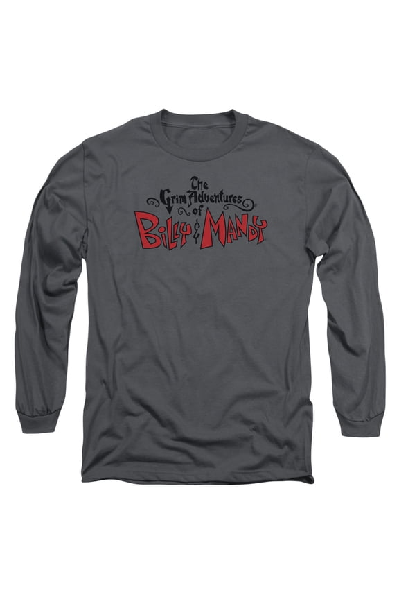 Grim Adventures Of Billy And Mandy Grim Logo Long Sleeve Adult 18/1 T-Shirt Charcoal