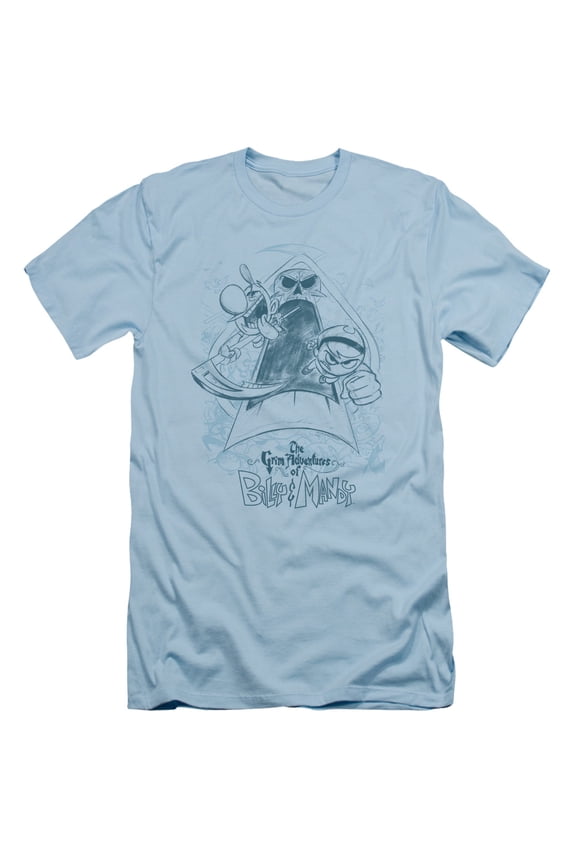Grim Adventures Of Billy & Mandy Sketched S/S Adult 30/1 T-Shirt Light Blue