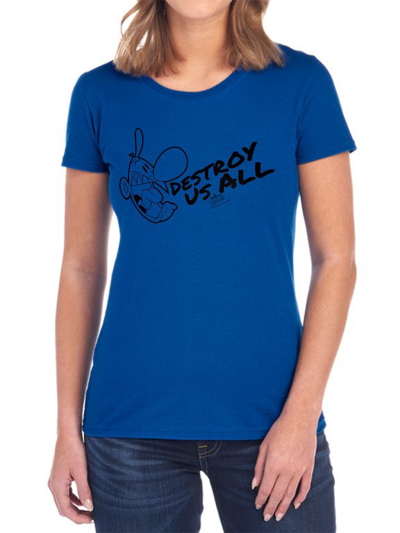 Grim Adventures of Billy & Mandy Destroy Us All Women's T Shirt, Royal, Medium