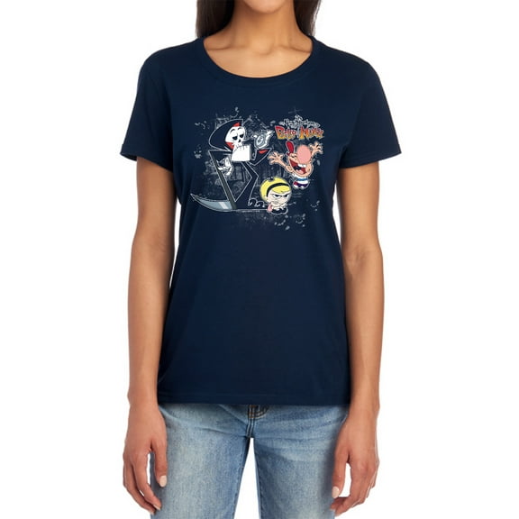 Grim Adventures of Billy & Mandy Splatter Cast Women's T Shirt, Navy, Medium