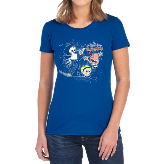 Grim Adventures of Billy & Mandy Splatter Cast Women's T Shirt, Royal, Medium