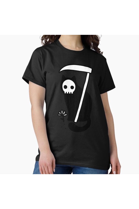 Grim Kitty Funny Grim Reaper Cat Pun Graphic H5552 T-Shirt, for Men and Women, Up to Size 5XL