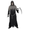thumbnail image 1 of Grim Reaper Robe Costume Adult Black Halloween Accessories Large Male Fancy Dress Party Book Week, 1 of 4