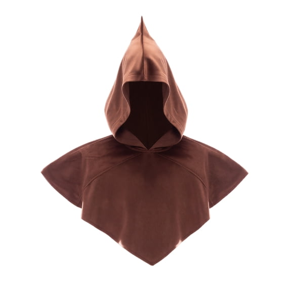 Grim Reaper Cloak, Shoulder Cover Short, Hooded Cape, Medieval Renaissance Gothic Vintage Cloak With Hood Unisex Hooded Cowl Halloween Assassin Priest Monk Cosplay Costume, Brown One Size