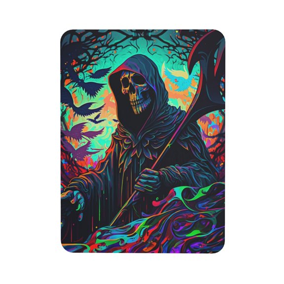 Grim Reaper Dark Psychedelic Death Rectangular Refrigerator Magnet, Soft Magnetic Fridge Magnet for Home, Office, Locker Decor