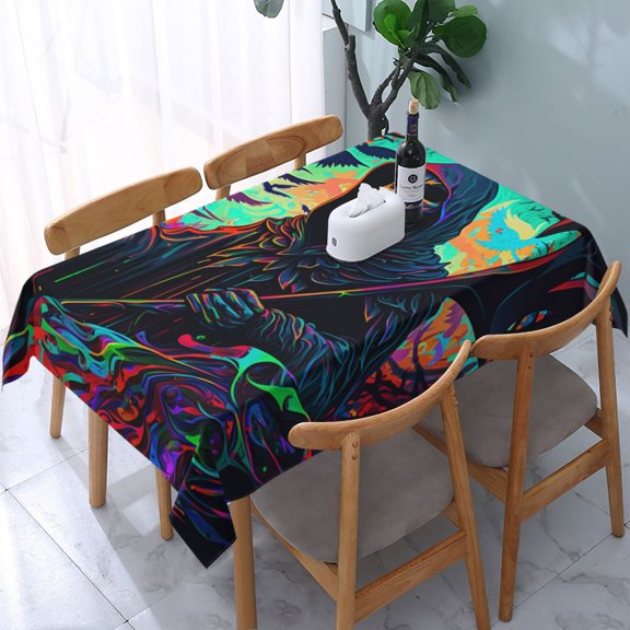 Grim Reaper Dark Psychedelic Death Rectangular Tablecloth 54"x 72" Waterproof Rectangle Table Cover Cloth for Kitchen Dining Room Picnic Home Party