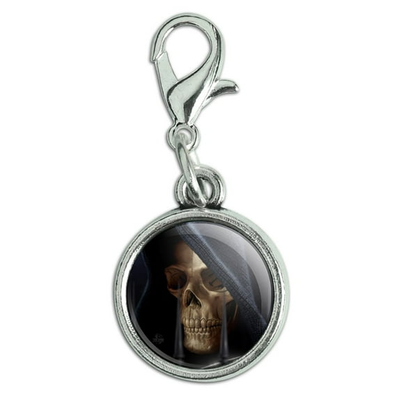 Grim Reaper Dead Death Fantasy Antiqued Bracelet Pendant Zipper Pull Charm with Lobster Clasp