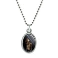 thumbnail image 1 of Grim Reaper Dead Death Fantasy Antiqued Oval Charm Pendant with Chain, 1 of 4