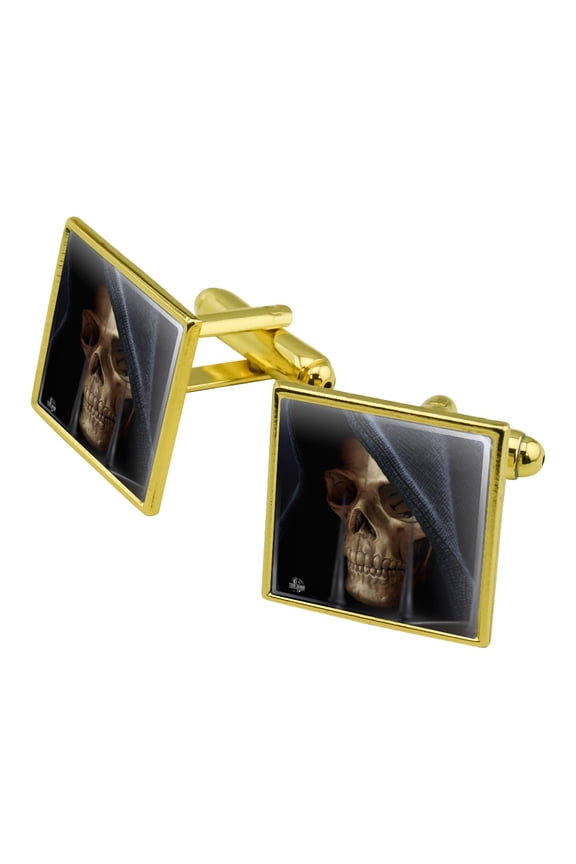 Grim Reaper Dead Death Fantasy Square Cufflink Set - Silver or Gold