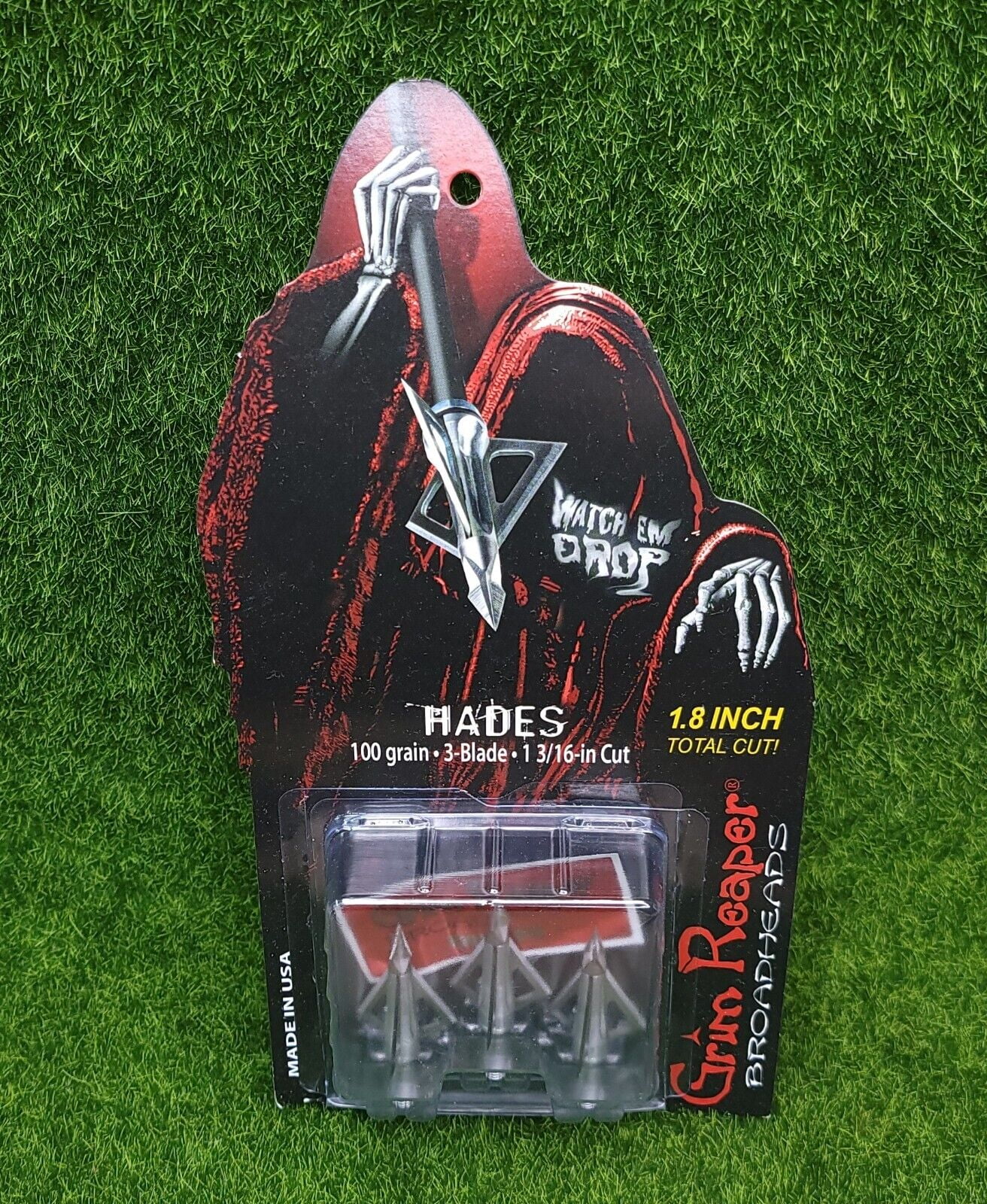 Grim Reaper Hades FixedBlade Broadhead 100gr 3Blade 1 3/16" Cut (3