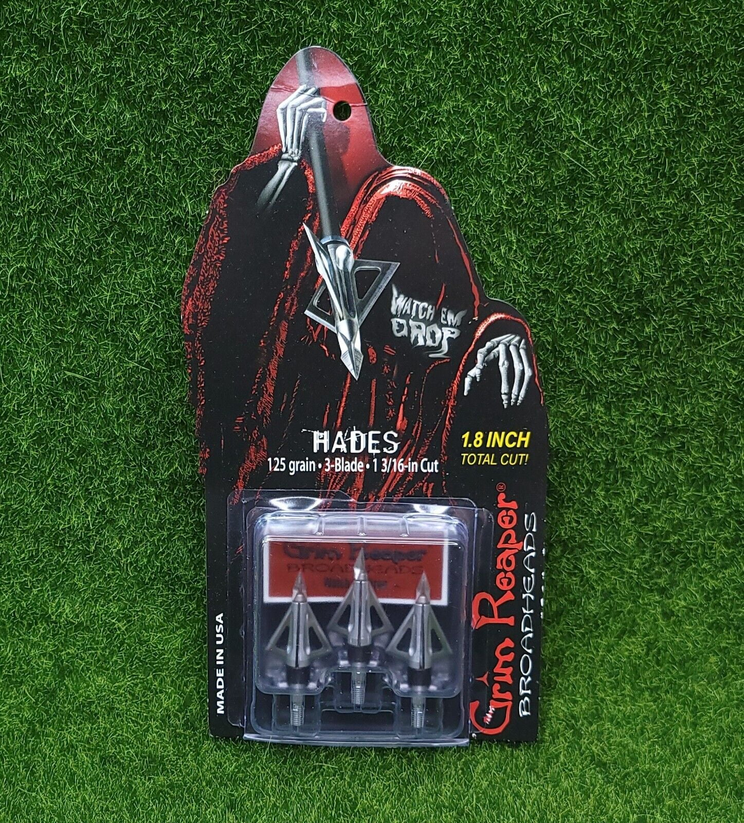 Grim Reaper Hades FixedBlade Broadhead 3Blade 125gr 1 3/16" Cut (3Pack) 2213
