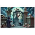 thumbnail image 1 of Grim Reaper Halloween Banner Spooky Hand Full Moon for Haunted House Halloween Party Scary Decoration, 1 of 9