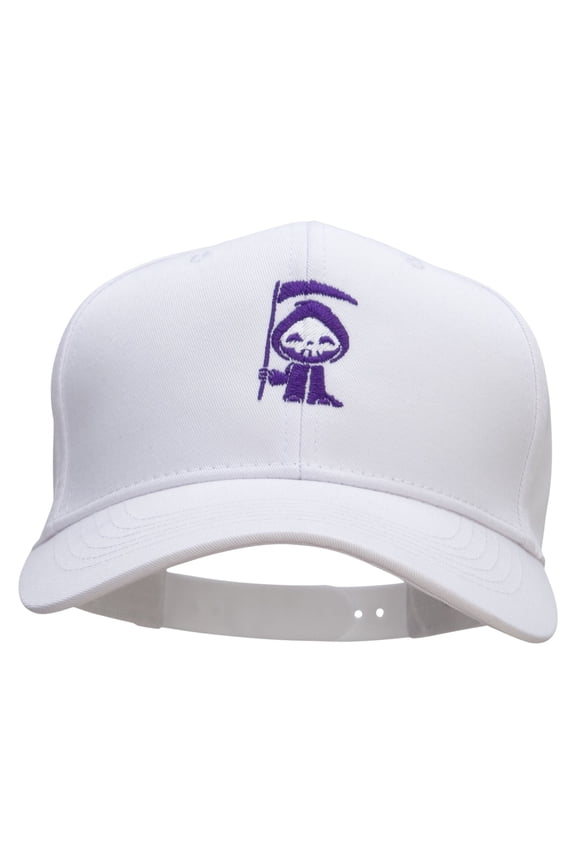 Grim Reaper Logo Embroidered Six Panels Pro Style Cap - White OSFM