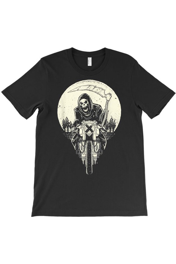 Grim Reaper Motorbike Biker Themed Funny Dark Humor and Motorcycle H15614 Unisex T-Shirt, Up to 5XL Available