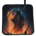 thumbnail image 1 of Grim Reaper On Fire Cool Art Foldable Seat Cushion for Bleachers, Stadium Seats, Camping & Outdoor Events, Portable Lightweight Pad with Carabiner, 1 of 6