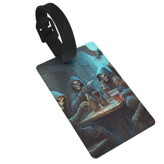 Grim Reaper Party Cool Luggage Tags Suitcases ID Baggage Identifier Card Name Tag for Travel Backpacks Gym Bags