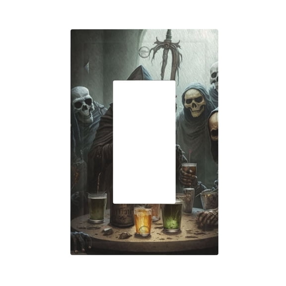 Grim Reaper Party Funny Skull Light Switch Cover Decorator Single Gang Wall Plate 1-Gang Receptacle Outlet Decor