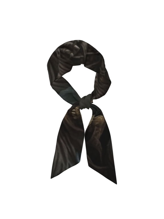 Grim Reaper Party Funny Skull Satin Scarf Silky Neck Hair Scarf Shawl Wrap, Headband Handbag Accessory