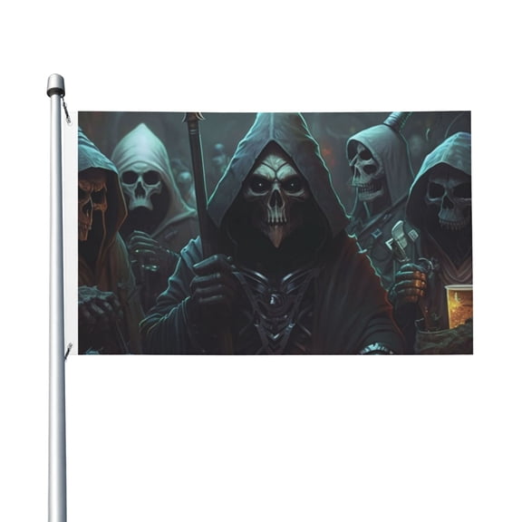 Grim Reaper Party Skull Cool Flag 3X5 Ft Garden Yard House Flags Banner Sign Outdoor Indoor Party Home Garden Decoration