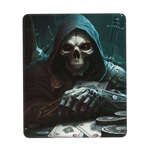Grim Reaper Playing Poker Death Skull Gaming Mouse Pad 7 x 8.6 in Rectangle Computer Mousepad Mat Non-Slip Rubber Base for Office Laptop PC