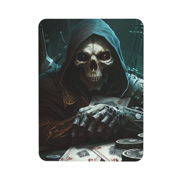 Grim Reaper Playing Poker Death Skull Rectangular Refrigerator Magnet, Soft Magnetic Fridge Magnet for Home, Office, Locker Decor