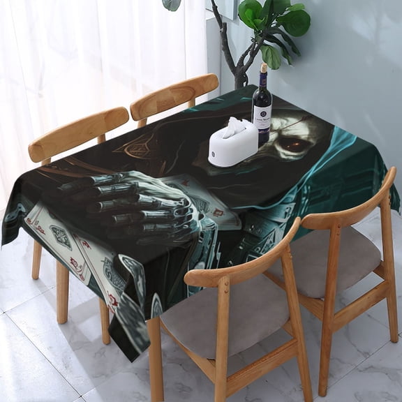 Grim Reaper Playing Poker Death Skull Rectangular Tablecloth 54"x 72" Waterproof Rectangle Table Cover Cloth for Kitchen Dining Room Picnic Home Party