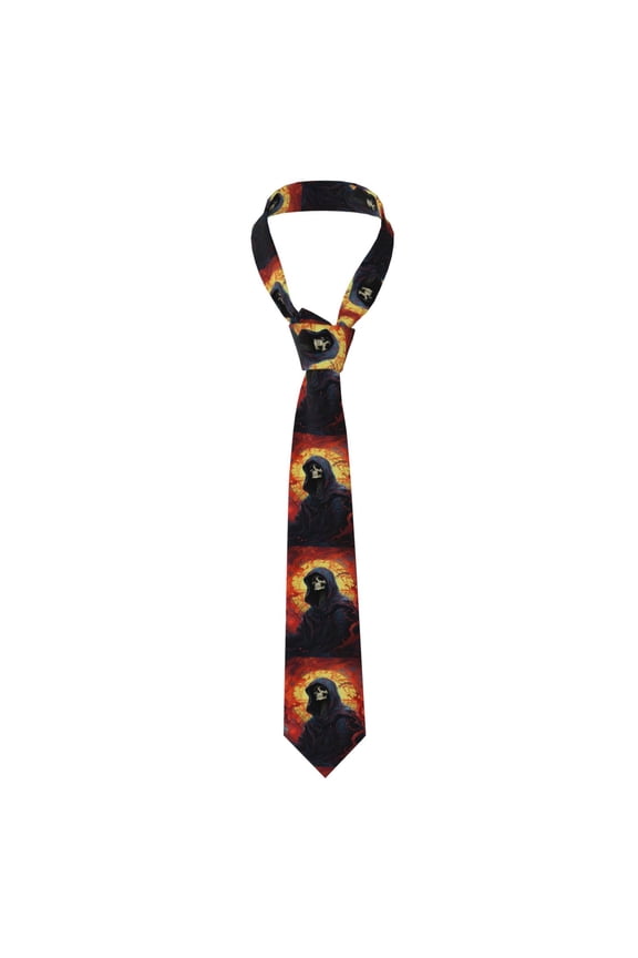 Grim Reaper Psychedelic Dark Red Men's Formal Necktie Business Suit Accessory Ties for Weddings Banquets Office Gift