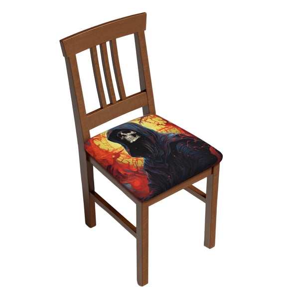 Grim Reaper Psychedelic Dark Red Square Chair Seat Cushion Cover Four Pieces Non-Slip Slipcover for Dining Kitchen Office Chairs