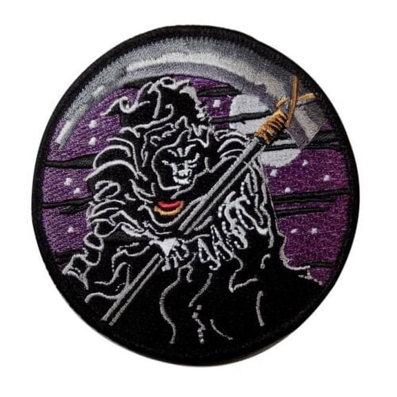 Grim Reaper Purple 3 1/4 Inch Wide Embroidered Patch