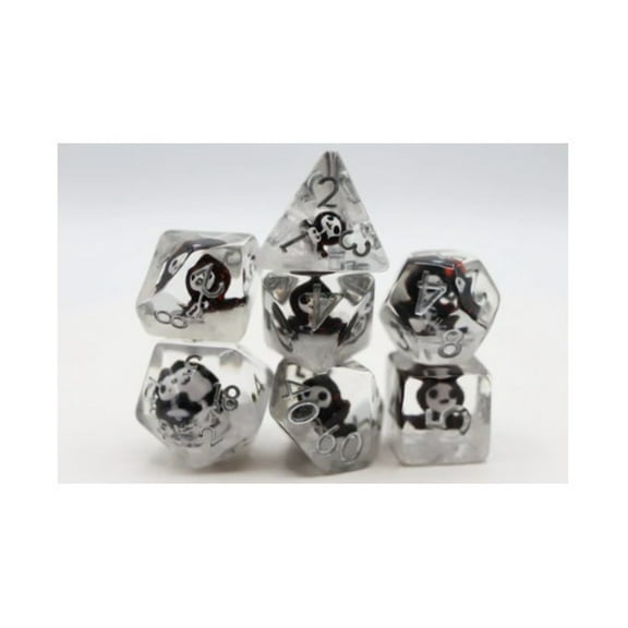 Foam Brain Games Poly Set - Grim Reaper w/Silver (7) New