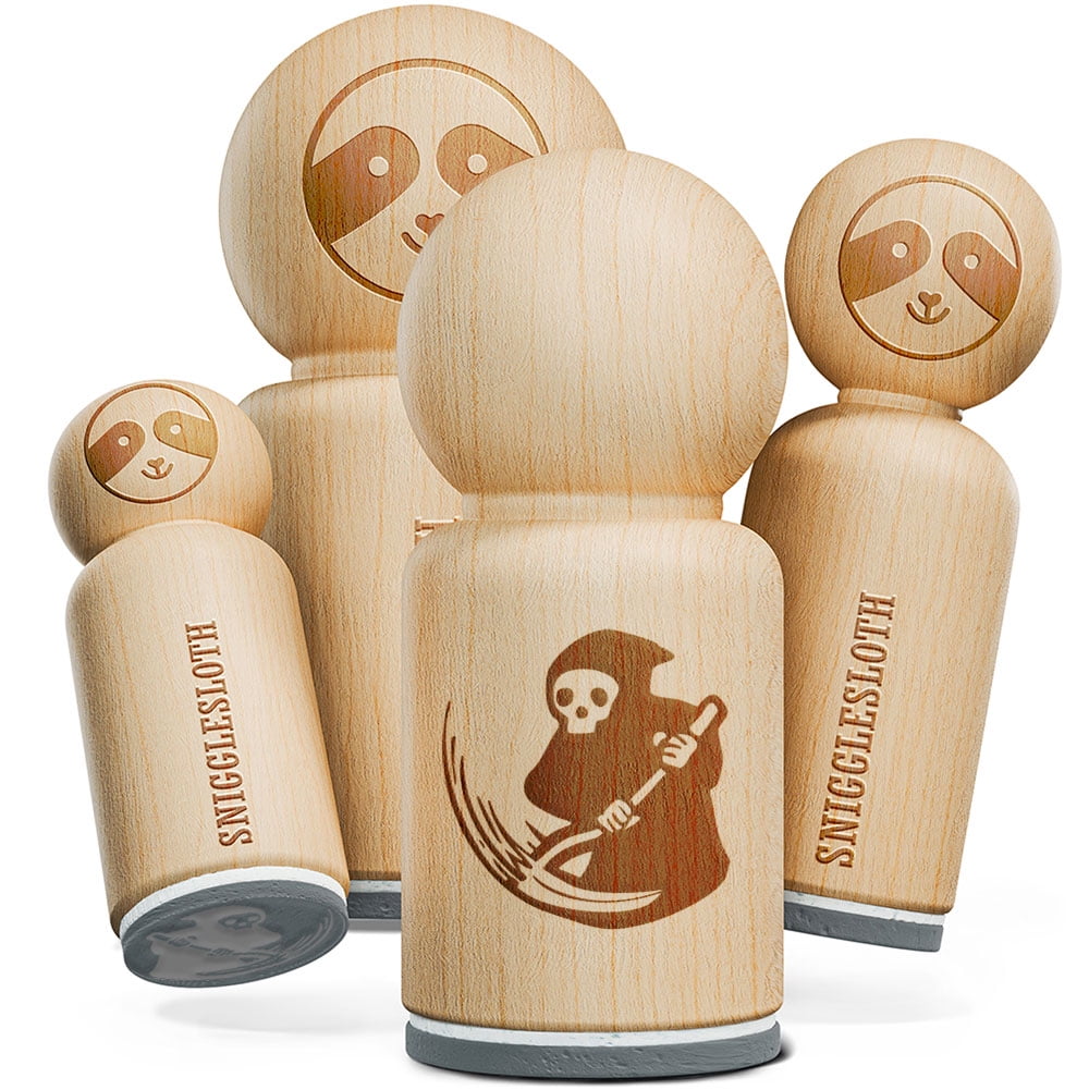 Grim Reaper Reaping with Scythe Skeleton Death Rubber Stamp for ...