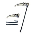 thumbnail image 1 of Grim Reaper Scythe Halloween Prop Giant Scythe, Death Cosplay Accessory Silver Black, Spooky Party Dress Up Decoration for Haunted House 31.5Inch, 1 of 2