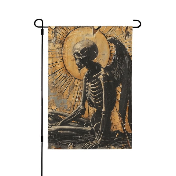 Grim Reaper Skeleton Angel Vintage Horror Double Sided Garden Flag 28x40 Outdoor Decorative Yard Banner for Patio Lawn Garden