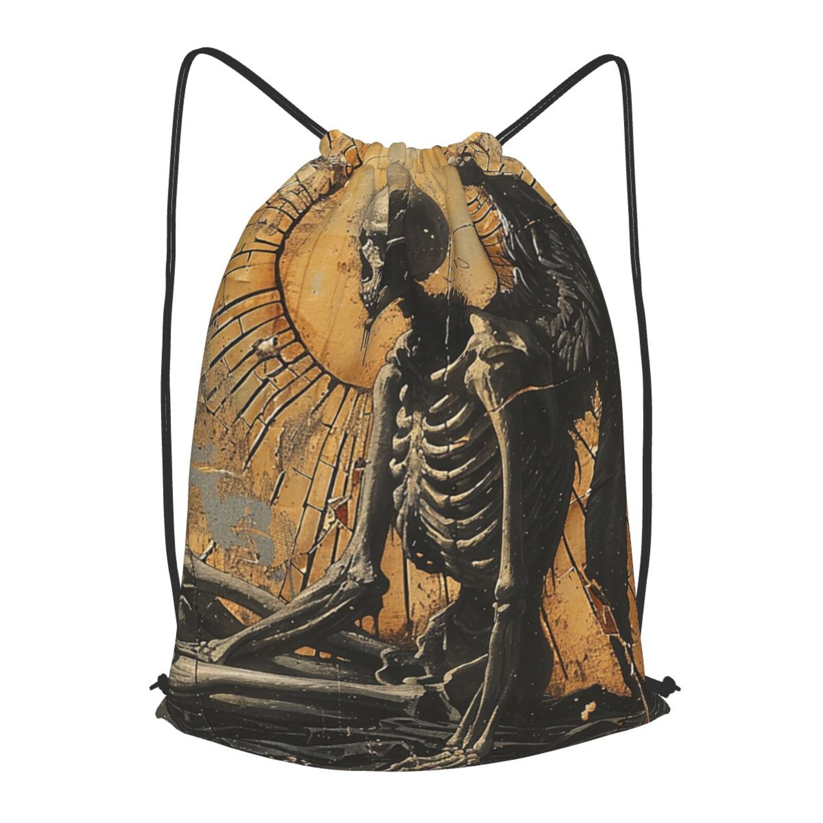 Sack Reaper Grim Reaper Skeleton Angel Vintage Horror Drawstring Backpack Gym ...