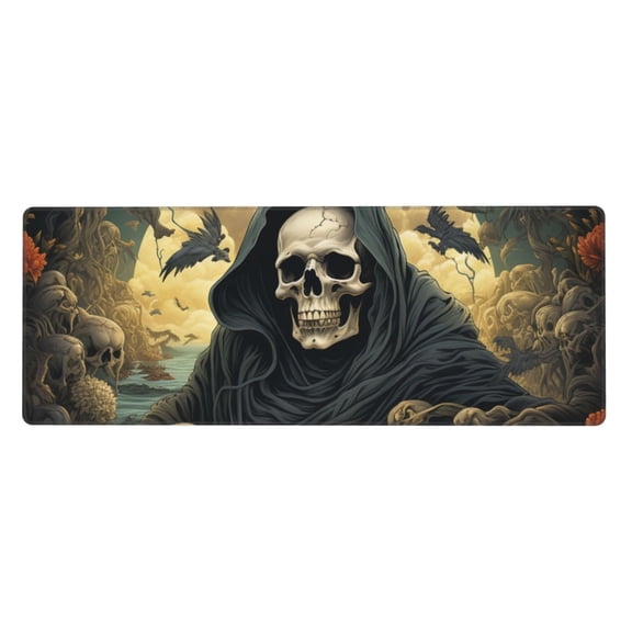 Grim Reaper Skeleton Skull Art Mouse Pad Extended Large Gaming Mousepad Non-Slip Rubber Big Keyboard Desk Mat 31.5 X 11.8 Inch