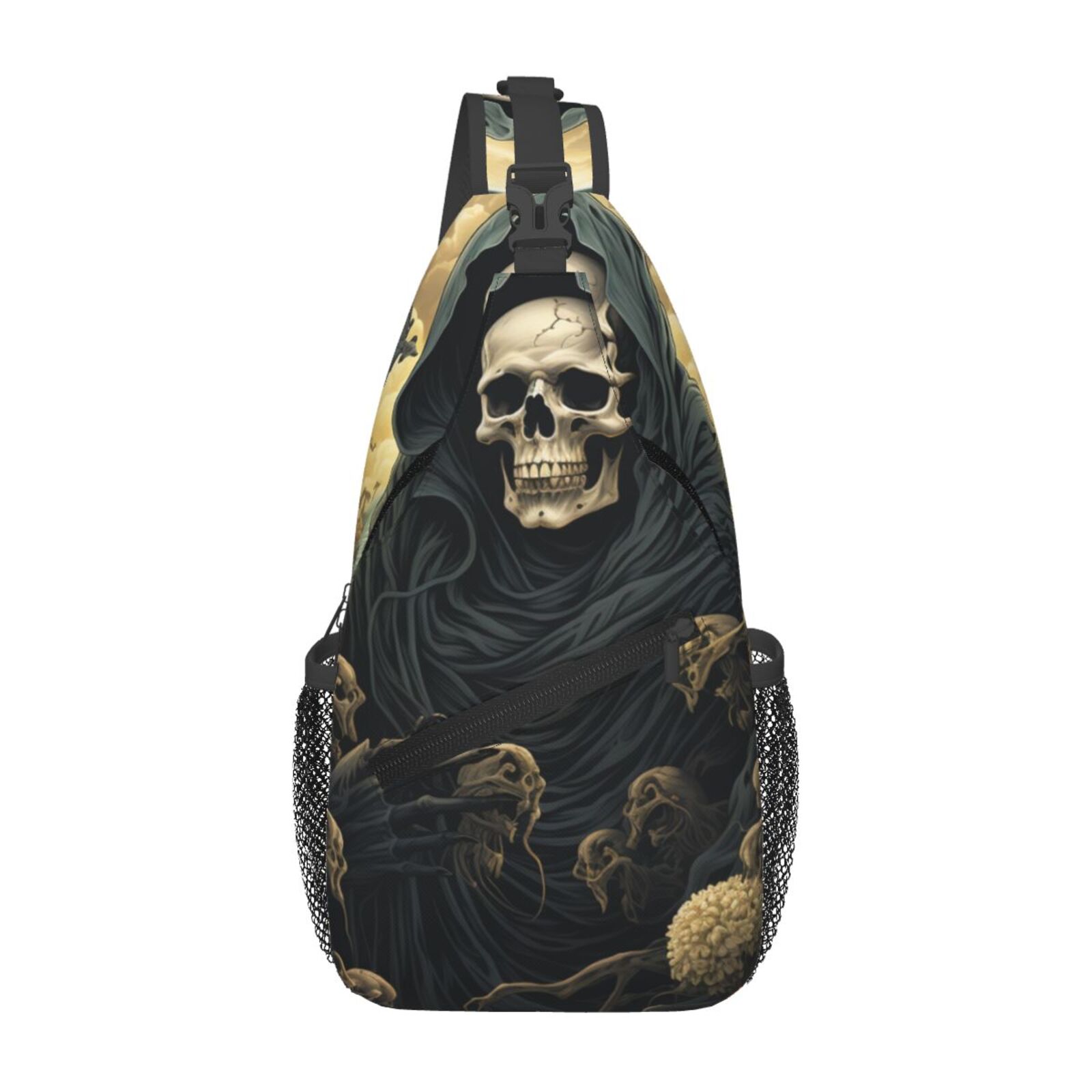 Sack Reaper Grim Reaper Skeleton Skull Art Sling Backpack Shoulder Chest Crossbody ...